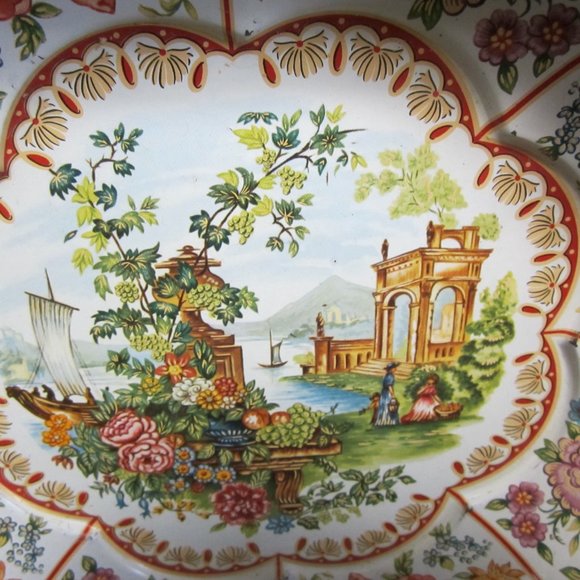 VTG 1971 DAHER DECORATED WARE TIN 10'' BOWL, FLORALS AND SCENES - Picture 3 of 8